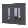 Kleiderschrank mit Spiegel und Aufsatz Doros Rondi Artisan Eiche/Graphit 3+4 Türen 281x52x236 (42005709)