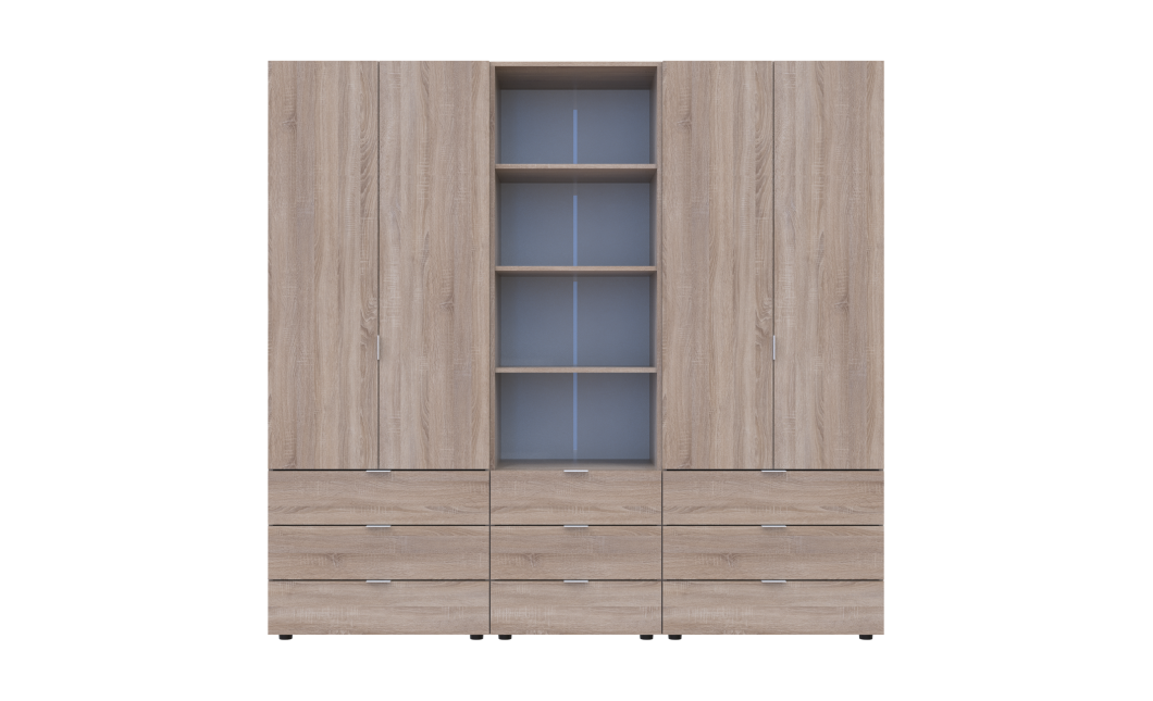 Kleiderschrank Doros Gelar Sonoma Eiche 2+2 Türen Säulenschrank 215x49,5x203,4 (42005183)