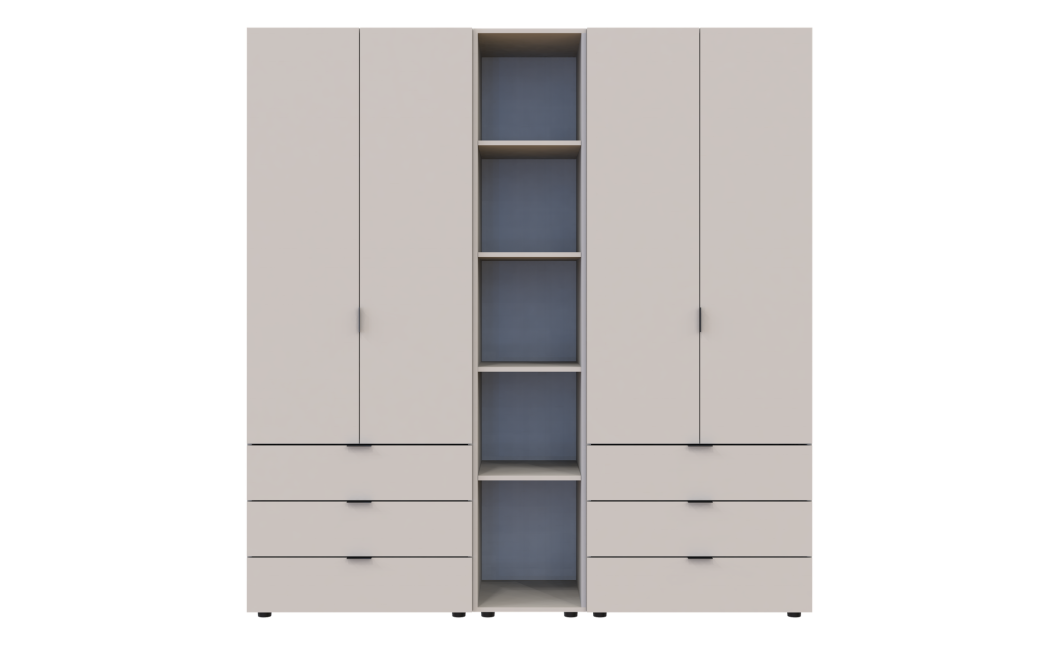 Kleiderschrank Doros Gelar Kaschmir 2+2 Türen mit offenem Regal 193,2x49,5x203,4 (80737649)