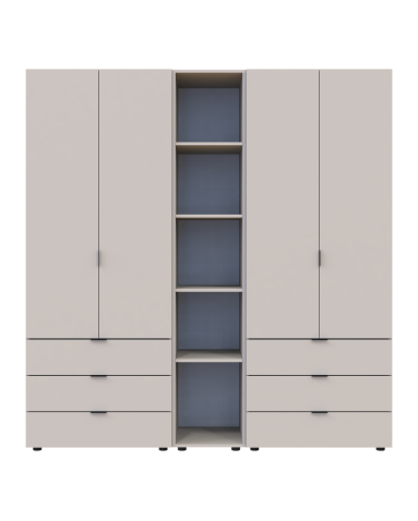 Kleiderschrank Doros Gelar Kaschmir 2+2 Türen mit offenem Regal 193,2x49,5x203,4 (80737649)