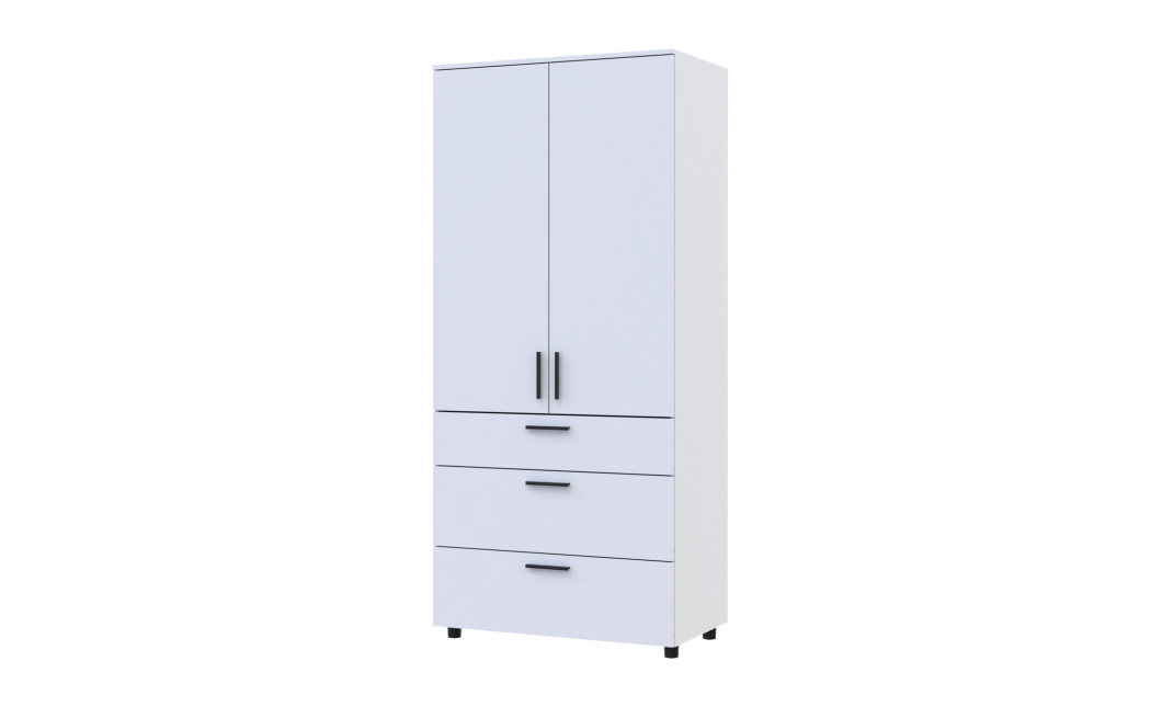 Kleiderschrank Doros Thorn Weiß 2 Türen 3 Schubladen Böden 90x51,6x200 (44900438)