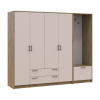 Drehtürenschrank Doros Rondi mit Kleiderstange Artisan Eiche/Kaschmir 4 Türen 220x52x195 (42005292)