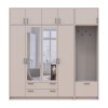 Kleiderschrank Doros Rondi mit Kleiderstange, Spiegel und Oberschrank Kaschmir 4 Türen 220x52x236 (42005405)