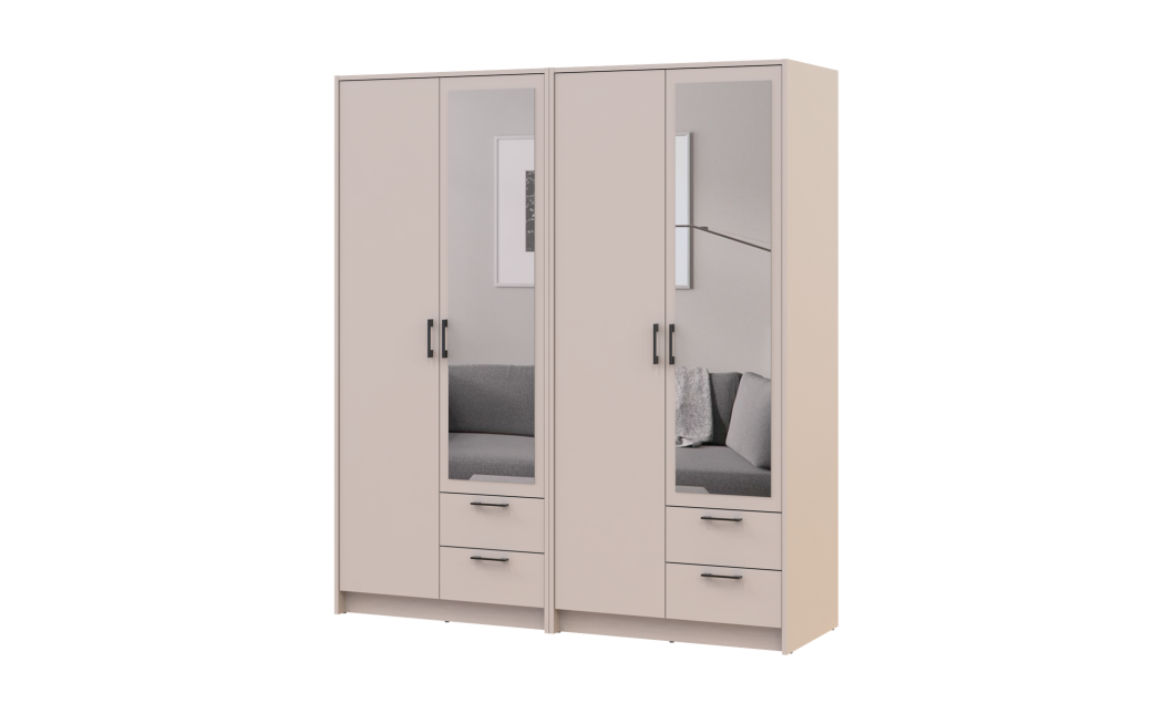 Kleiderschrank mit Spiegel Doros Rondi Kaschmir 2+2 Türen 164x52x195 (42005617)