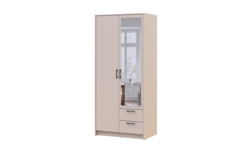 Kleiderschrank Doros Rondi mit Drehtüren mit Spiegel Kaschmir 2 Türen 82x52x195 (80738468)