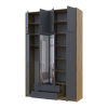 Kleiderschrank Doros Rondi mit Drehtüren mit Oberschrank und Spiegel Artisan Eiche / Graphitgrau 4 Türen 160x52x260 (42005191)