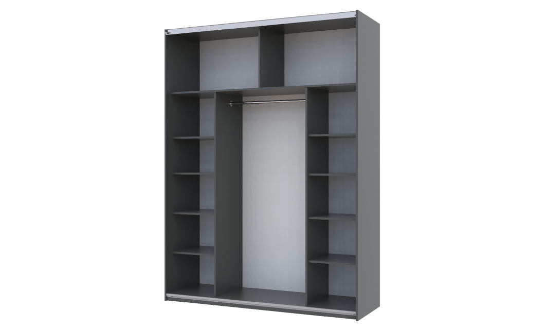 Kleiderschrank Doros G-Caiser Schiebetüren Graphitgrau mit Glas 180x60x240 (42005012)