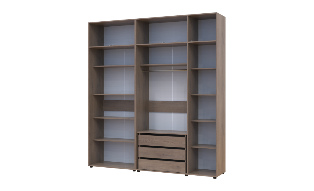 Kleiderschrank mit Schubladen, Regalen und Aufsatz Doros Kasper Cremona Cannolo 2+3 Türen 225x48x245 (42005557)