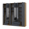 Kleiderschrank mit Spiegel und Aufsatz Doros Rondi Artisan Eiche/Graphit 2+4 Türen 242x52x236 (42005705)