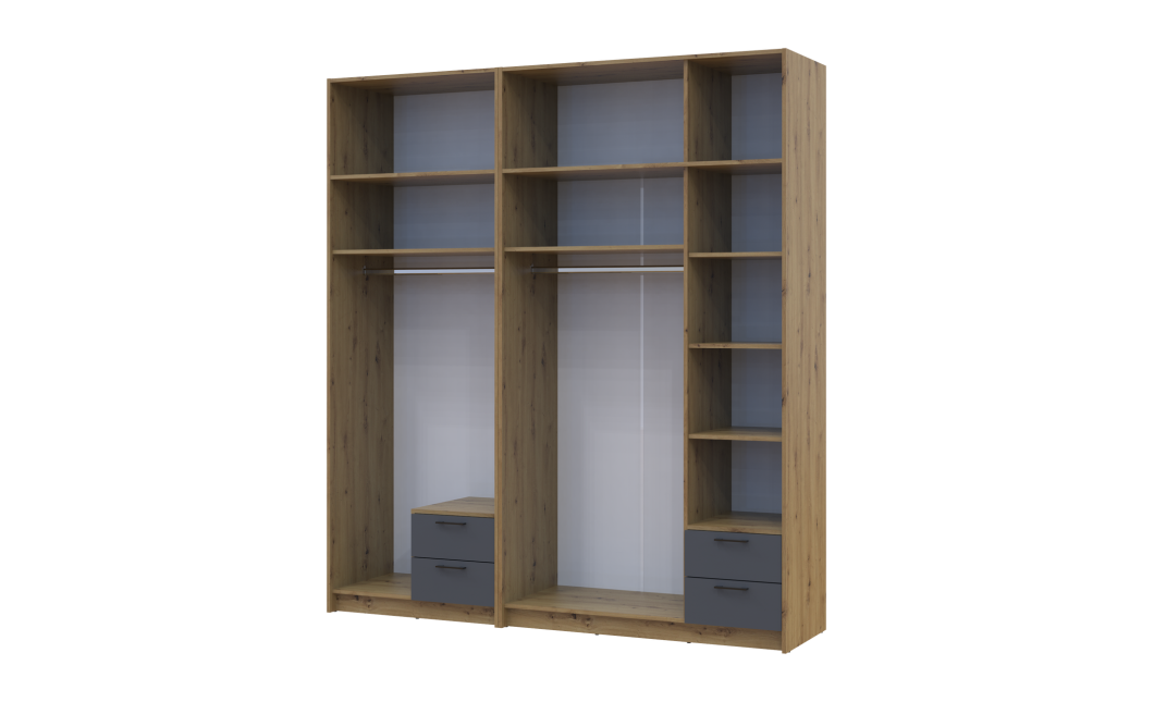 Kleiderschrank mit Aufsatz Doros Rondi Artisan Eiche/Graphit 2+3 Türen 203x52x236 (42005702)