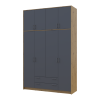 Kleiderschrank Doros Rondi mit Drehtüren mit Oberschrank Artisan Eiche / Graphitgrau 4 Türen 160x52x260 (42005188)