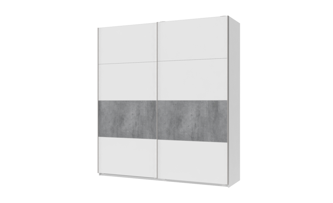 Kleiderschrank Doros G-Caiser Schiebetüren Weiß mit Betonoptik 2 Türen 220x60x240 (42003004)