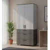 Kleiderschrank Doros Thorn Anthrazit/Grau 2 Türen 3 Schubladen Böden 90x51,6x200 (44900474)