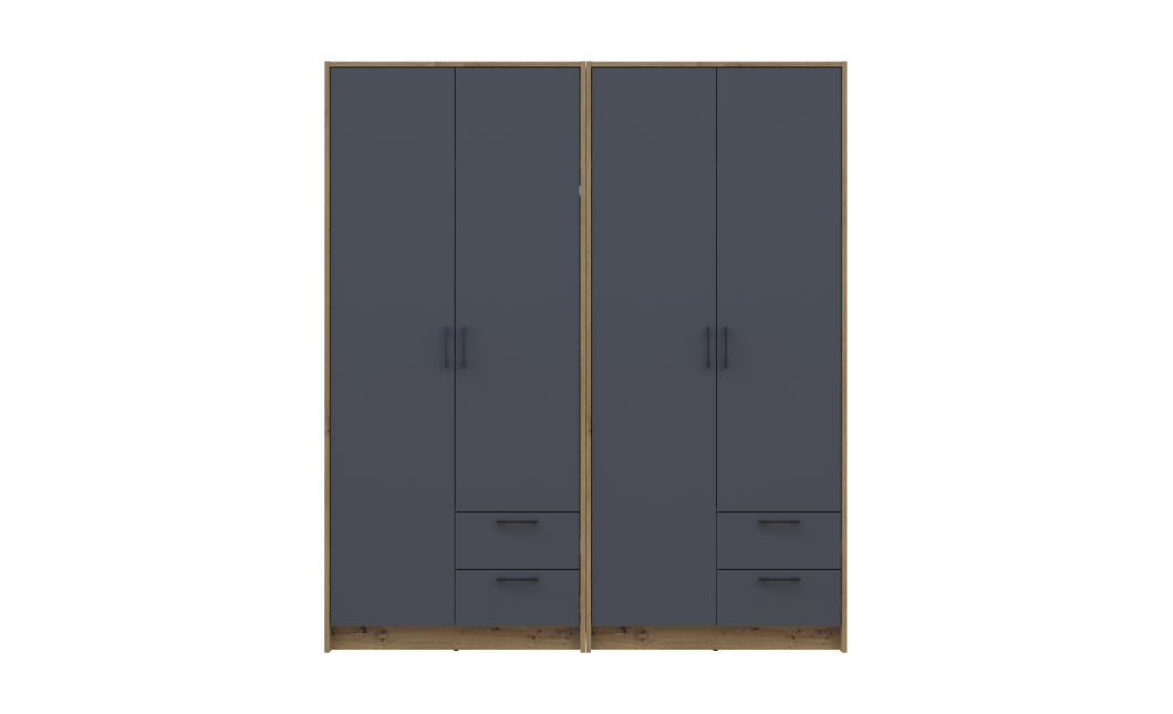Kleiderschrank Doros Rondi Artisan Eiche/Graphit 2+2 Türen 164x52x195 (42005688)