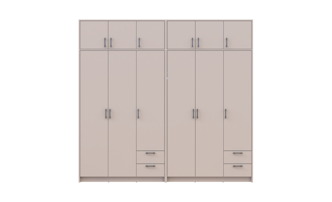 Kleiderschrank mit Aufsatz Doros Rondi Kaschmir 3+3 Türen 242x52x236 (42005634)