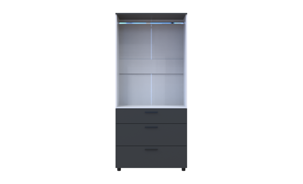 Kleiderschrank Doros Thorn Anthrazit/Weiß 2 Türen 3 Schubladen Kleiderstange 90x51,6x200 (44900469)