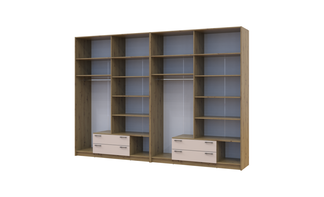 Kleiderschrank mit Spiegel und Aufsatz Doros Rondi Artisan Eiche/Kaschmir 4+4 Türen 320x52x236 (42005675)
