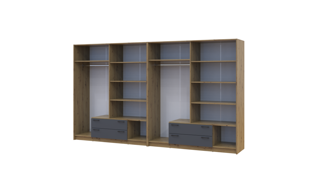 Kleiderschrank mit Spiegel Doros Rondi Artisan Eiche/Graphit 4+4 Türen 320x52x195 (42005699)