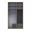 Drehtürenschrank Doros Rondi mit Kleiderstange und hohem Oberschrank Artisan Eiche/Graphitgrau 2 Türen 142x52x260 (42005277)