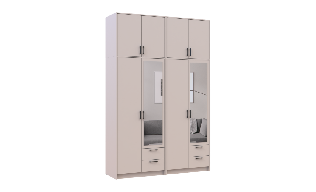 Kleiderschrank mit Spiegel und hohem Aufsatz Doros Rondi Kaschmir 2+2 Türen 164x52x260 (42005641)