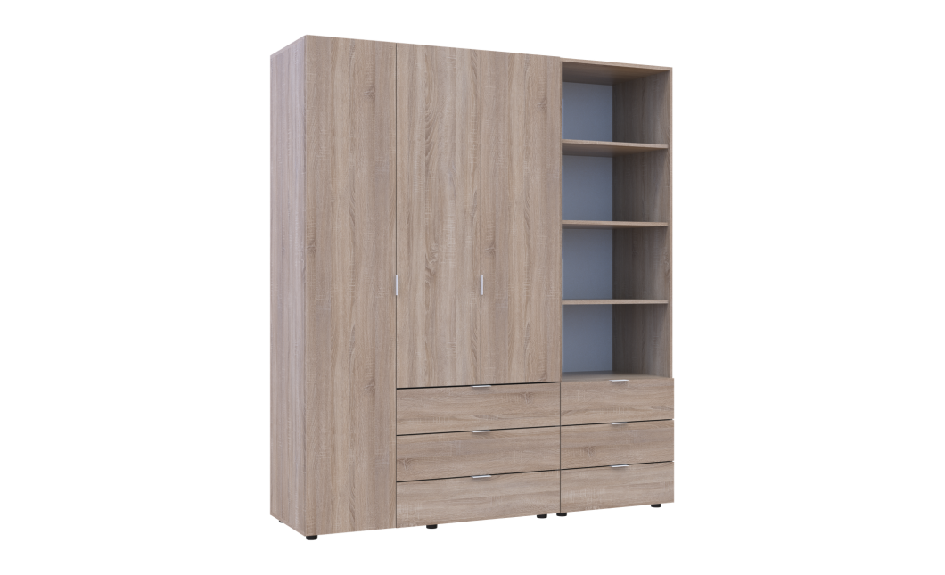 Kleiderschrank Doros Gelar Sonoma Eiche 3 Türen Säulenschrank 176,2x49,5x203,4 (42005181)