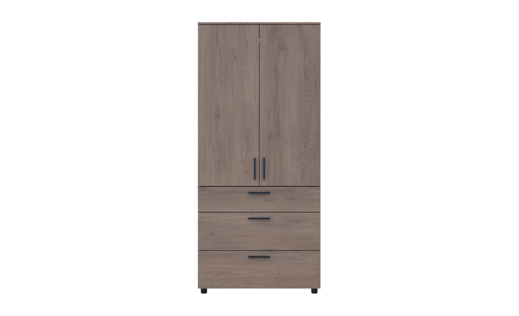Kleiderschrank Doros Thorn Cremona Cannolo 2 Türen 3 Schubladen Kleiderstange 90x51,6x200 (44900429)