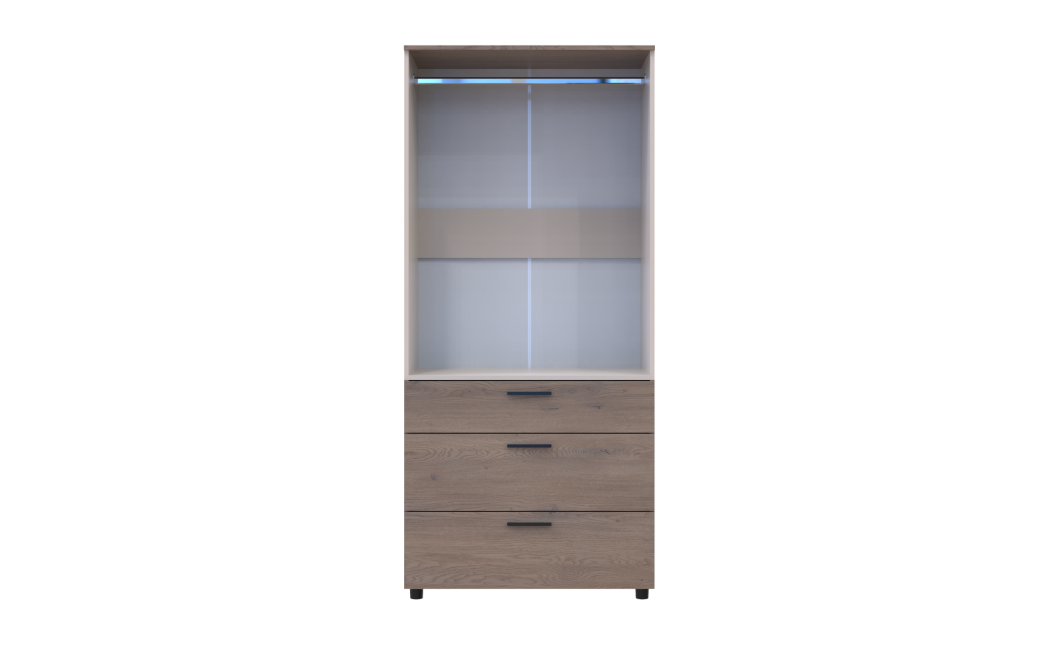 Kleiderschrank Doros Thorn Cremona Cannolo/Kaschmir 2 Türen 3 Schubladen Kleiderstange 90x51,6x200 (44900453)