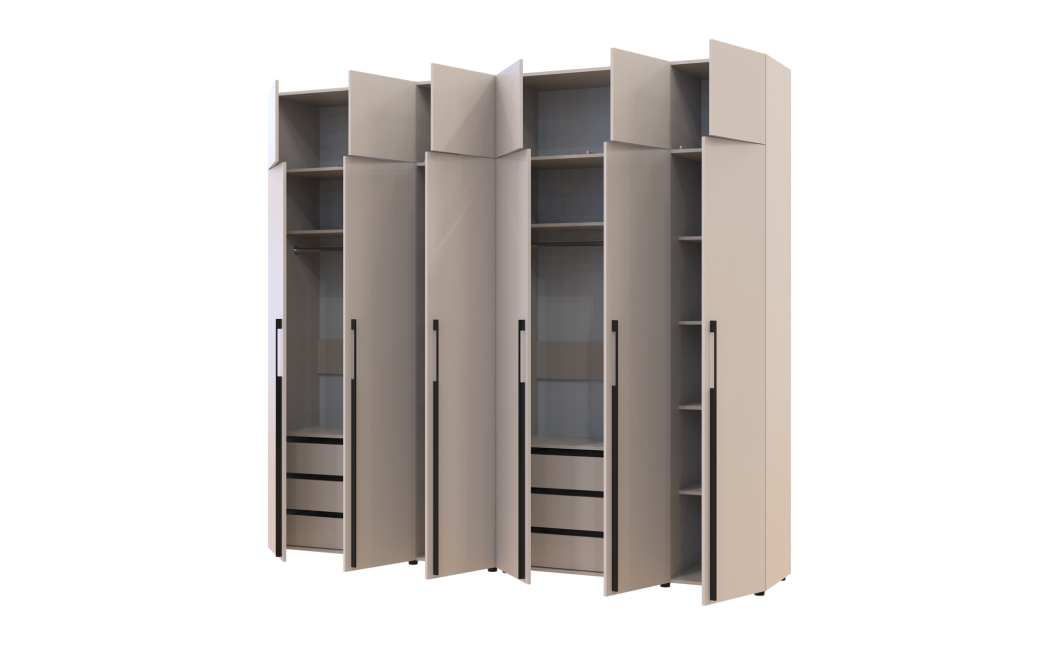 Kleiderschrank mit Schubladen und Aufsatz Doros Kasper Kaschmir 3+3 Türen 270x48x245 (42005578)