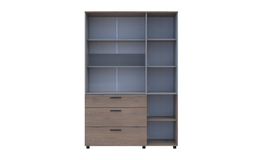 Kleiderschrank Doros Thorn Cremona Cannolo/Grau 3 Türen 3 Schubladen Böden 135x51,6x200 (44900506)