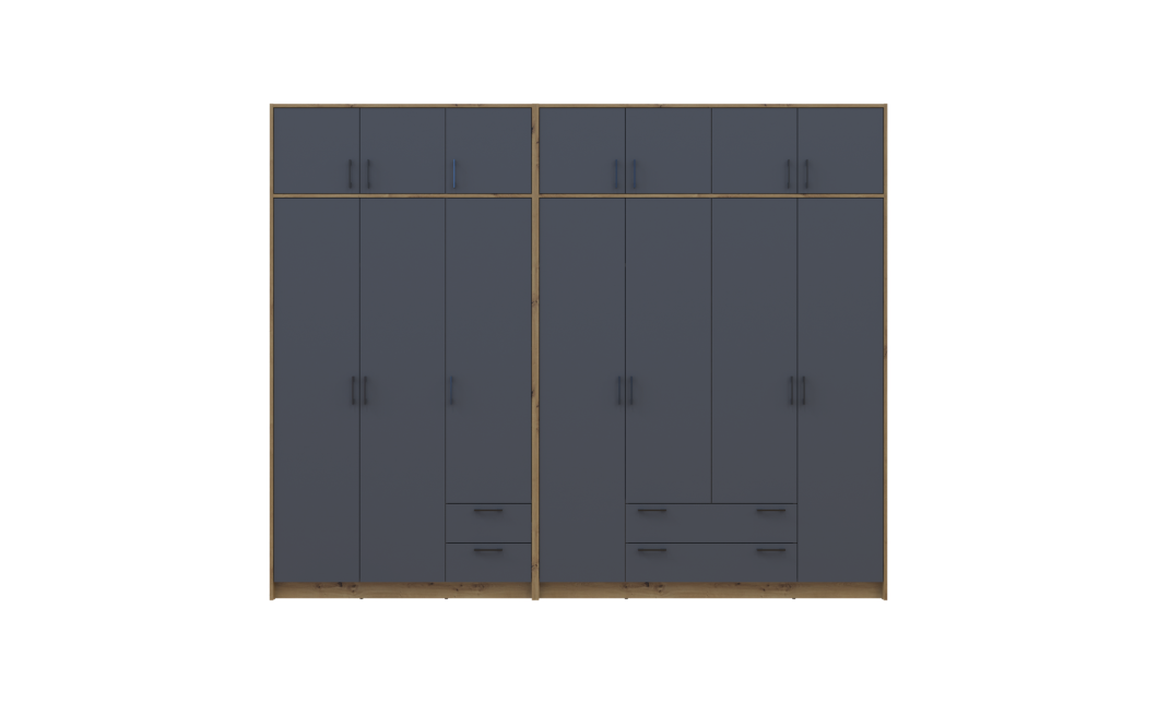 Kleiderschrank mit Aufsatz Doros Rondi Artisan Eiche/Graphit 3+4 Türen 281x52x236 (42005708)