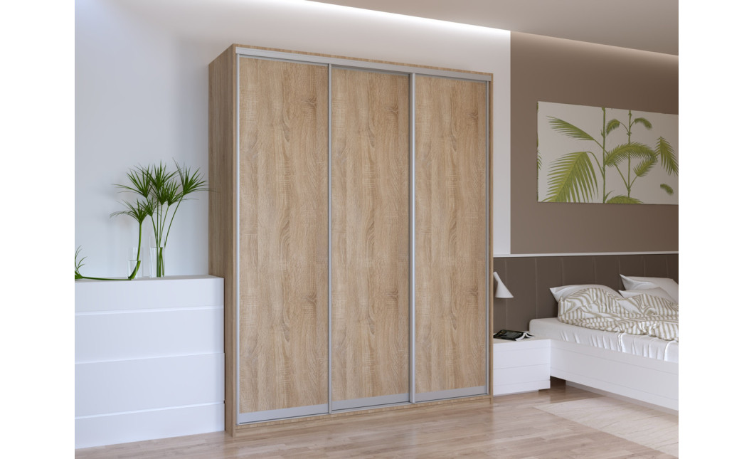 Kleiderschrank Doros City Light Schiebetüren Sonoma Eiche 3 Türen 180x60x225 (42002003)