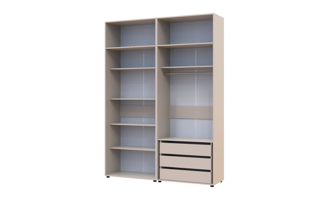 Kleiderschrank mit Schubladen, Regalen und Aufsatz Doros Kasper Kaschmir 2+2 Türen 180x48x245 (42005544)