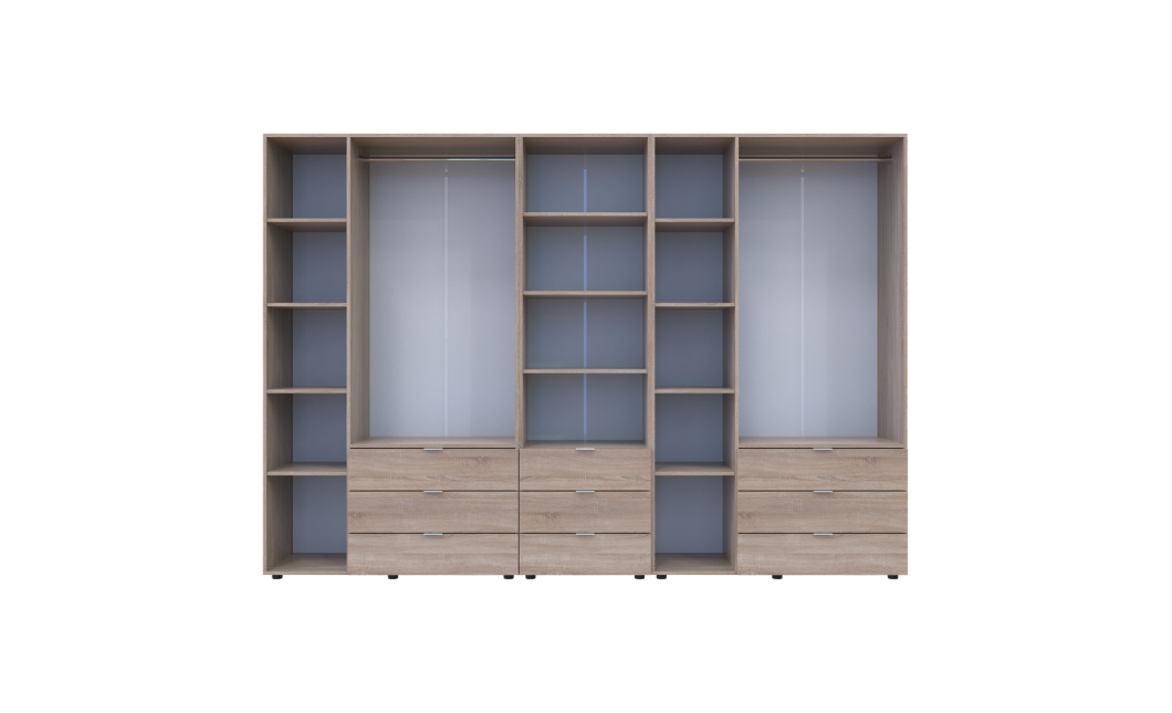 Kleiderschrank Doros Gelar Sonoma Eiche 3+3 Türen Säulenschrank 292,4x49,5x203,4 (42005184)