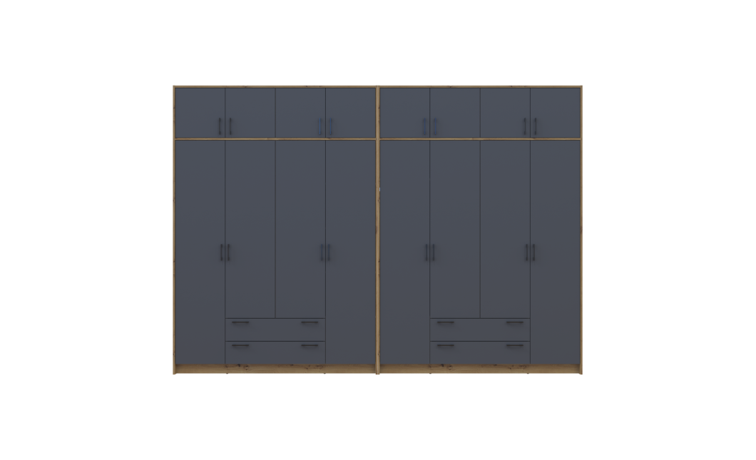 Kleiderschrank mit Aufsatz Doros Rondi Artisan Eiche/Graphit 4+4 Türen 320x52x236 (42005710)