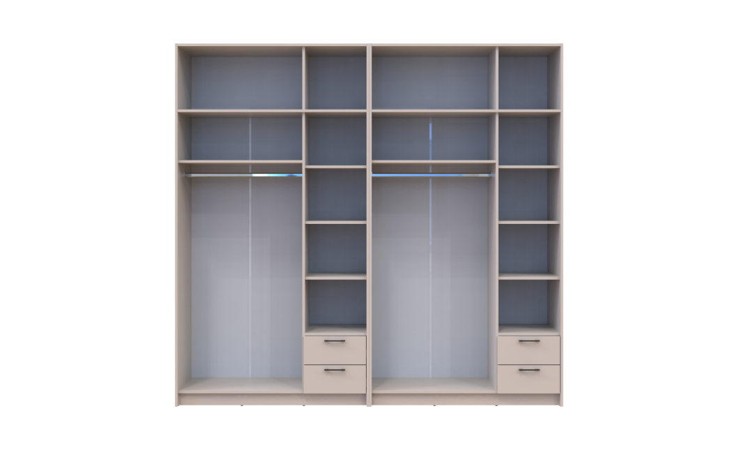 Kleiderschrank mit Spiegel und Aufsatz Doros Rondi Kaschmir 3+3 Türen 242x52x236 (42005635)
