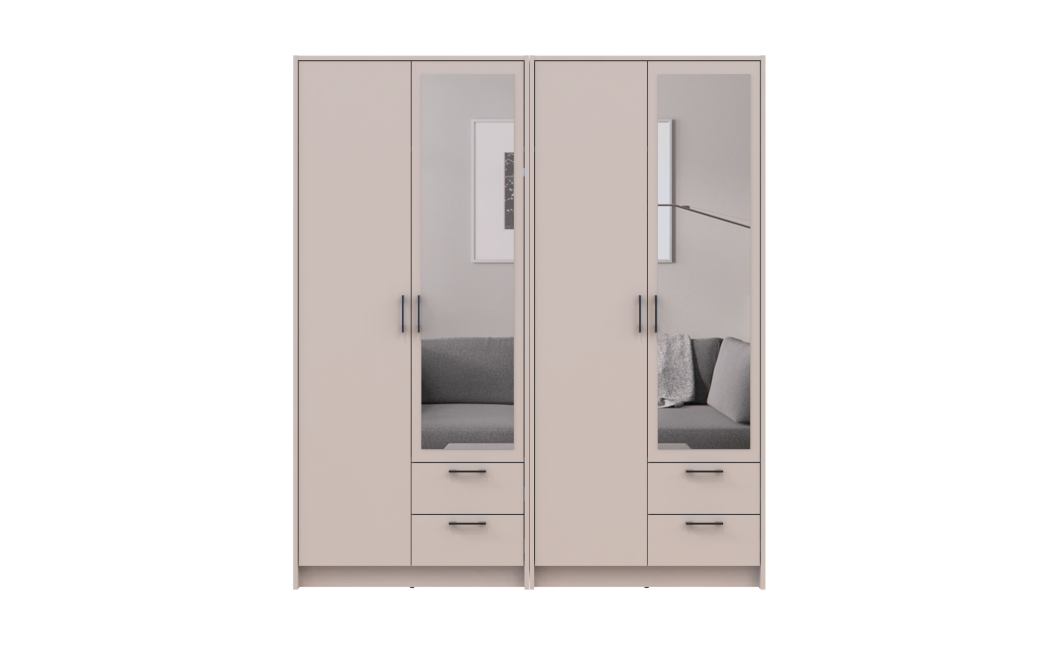 Kleiderschrank mit Spiegel Doros Rondi Kaschmir 2+2 Türen 164x52x195 (42005617)