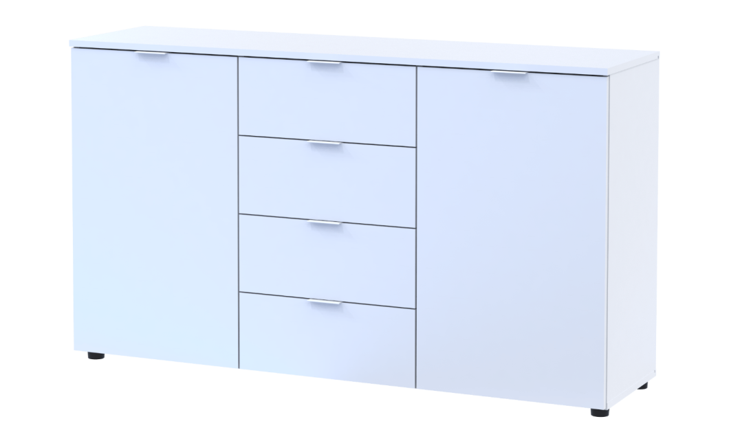 Kommode Doros Ron 5 Weiß 2 Türen 4 Schubladen 140x38x81 (44900223)