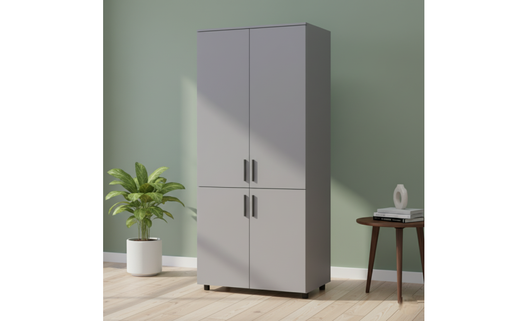 Kleiderschrank Doros Thorn Grau 2 Türen Kleiderstange 90x51,6x200 (44900439)