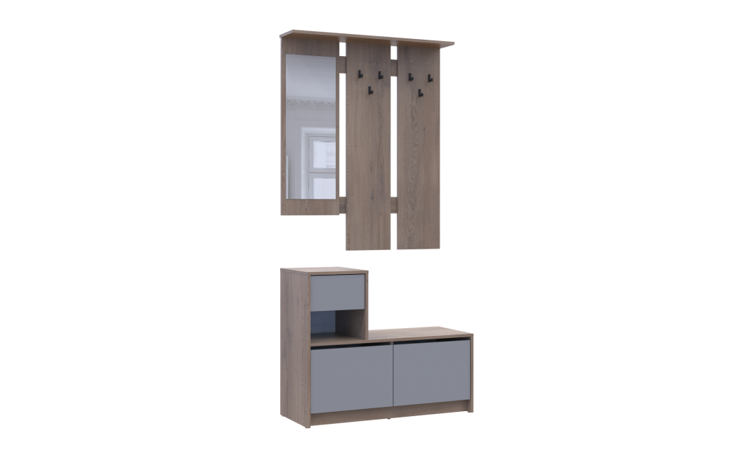 Flurmöbel Set Bela Cremona Cannolo/Grau mit Spiegel 100x40x210 (44900413)