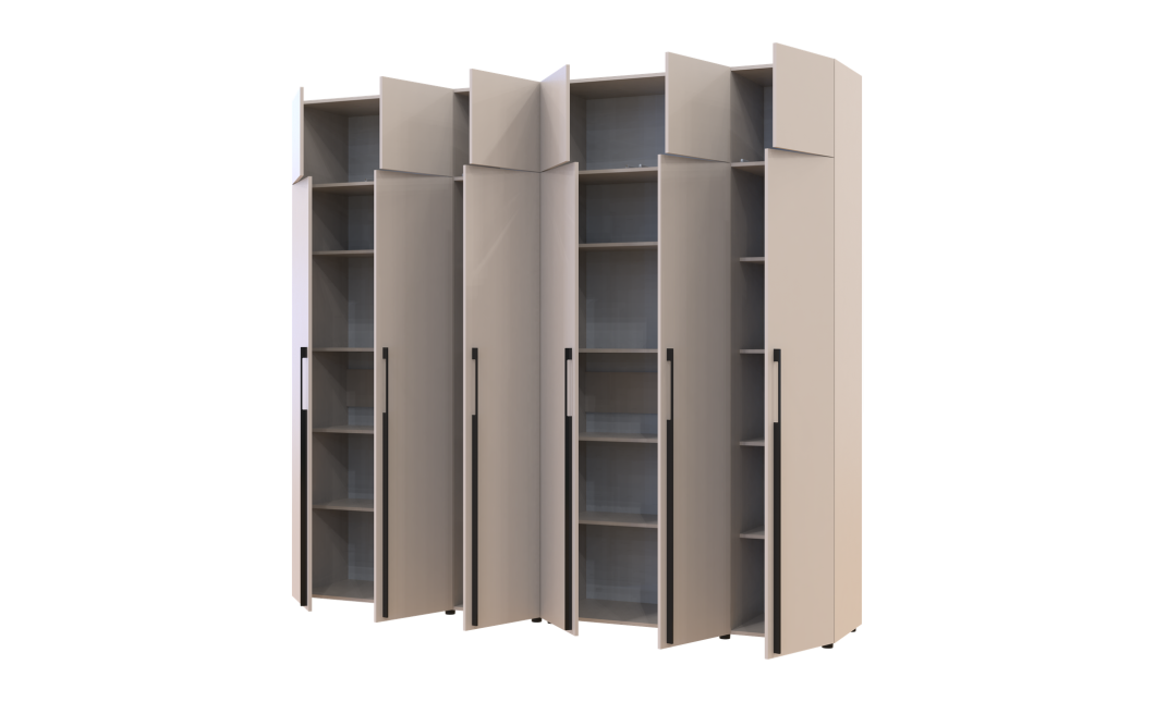 Kleiderschrank mit Regalen und Aufsatz Doros Kasper Kaschmir 3+3 Türen 270x48x245 (42005576)