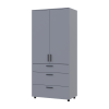 Kleiderschrank Doros Thorn Grau 2 Türen 3 Schubladen Kleiderstange 90x51,6x200 (44900441)