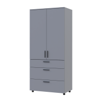 Kleiderschrank Doros Thorn Grau 2 Türen 3 Schubladen Kleiderstange 90x51,6x200 (44900441)