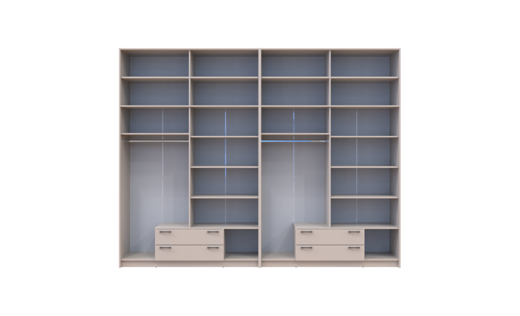 Kleiderschrank mit Spiegel und hohem Aufsatz Doros Rondi Kaschmir 4+4 Türen 320x52x260 (42005651)