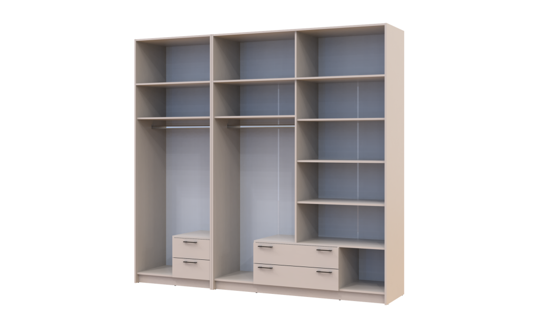 Kleiderschrank mit Spiegel und Aufsatz Doros Rondi Kaschmir 2+4 Türen 242x52x236 (42005633)