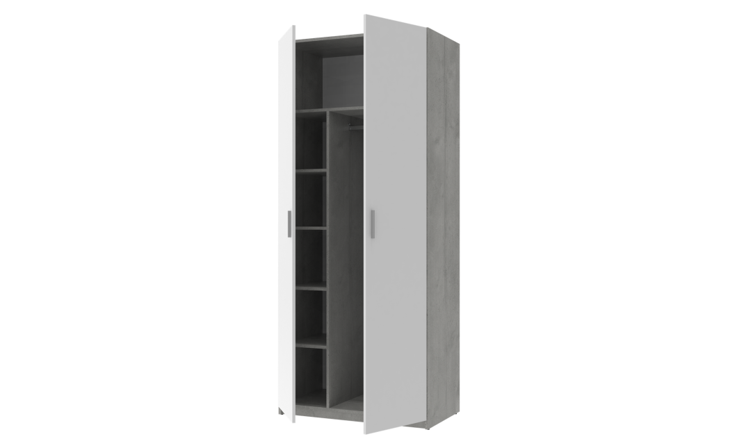 Kleiderschrank Doros Ken Beton/Weiß 2 Türen 90x52x210 (80737020)