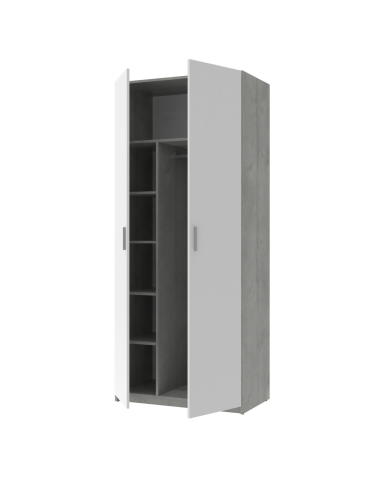 Kleiderschrank Doros Ken Beton/Weiß 2 Türen 90x52x210 (80737020)