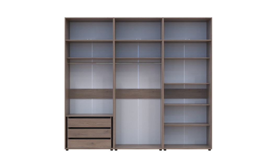 Kleiderschrank mit Schubladen, Regalen und Aufsatz Doros Kasper Cremona Cannolo 2+2+2 Türen 270x48x245 (42005733)