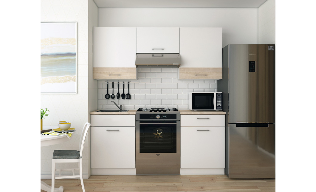 Küche Doros Leia 180x60x250 Weiß / Sonoma Eiche (81000010)