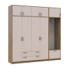 Drehtürenschrank Doros Rondi mit Kleiderstange und Oberschrank Artisan Eiche/Kaschmir 4 Türen 220x52x236 (42005296)