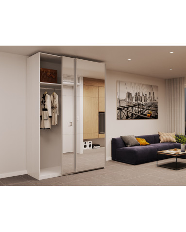 Kleiderschrank Doros G-Caiser Schiebetüren Weiß mit Spiegel 160x60x240 (42002102)